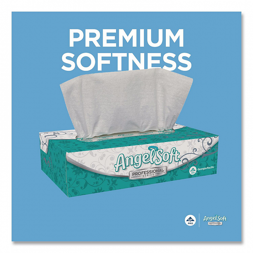 Angel Soft ps Premium Facial Tissues in Flat Box, 2-Ply, White, 100 Sheets/Box, 30 Boxes/Carton (48580CT)