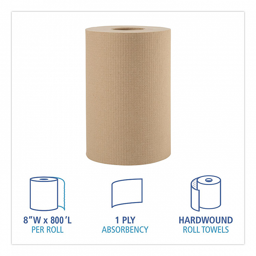 Boardwalk Green Universal Roll Towels, 1-Ply, 8" x 800 ft, Natural, 6 Rolls/Carton (16GREEN)