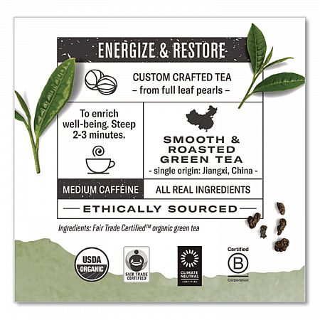 Organic Teas and Teasans, 1.27 oz Filterbag, Gunpowder Green, 18/Box (10109)