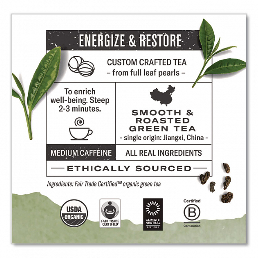 Organic Teas and Teasans, 1.27 oz Filterbag, Gunpowder Green, 18/Box (10109)