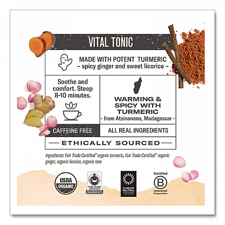 Turmeric Tea, Three Roots, 1.42 oz Bag, 12/Box (10550)