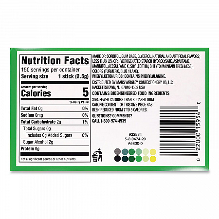 Extra Spearmint Sugar-Free Gum, Spearmint, 15 Sticks/Pack, 10 Packs/Carton (22002638)