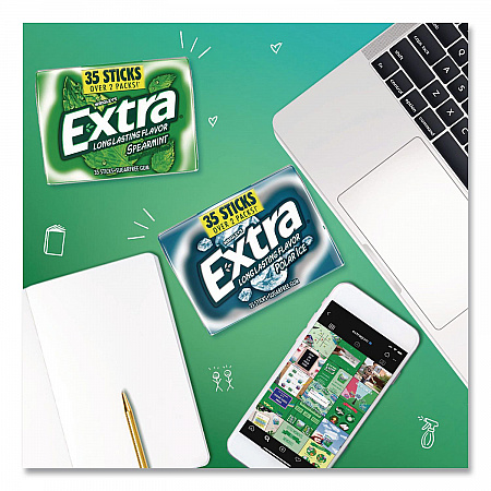 Extra Polar Ice and Spearmint Sugar-Free Gum Variety Pack, Polar Ice/Spearmint, 35 Sticks/Pack, 8 Packs/Carton (22002644)