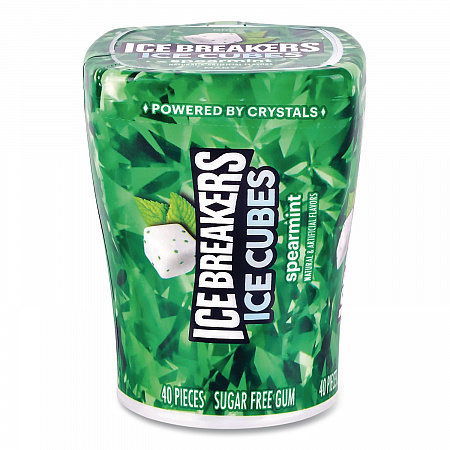 Ice Cubes Spearmint Sugar-Free Gum, Spearmint, 40 Cubes/Bottle, 4 Bottles/Carton (22002651)
