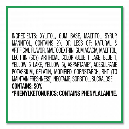 Ice Cubes Spearmint Sugar-Free Gum, Spearmint, 40 Cubes/Bottle, 4 Bottles/Carton (22002651)
