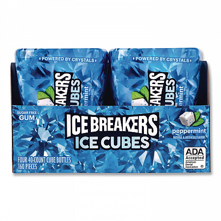 Ice Cubes Peppermint Sugar-Free Gum, Peppermint, 40 Cubes/Bottle, 4 Bottles/Carton (22002645)
