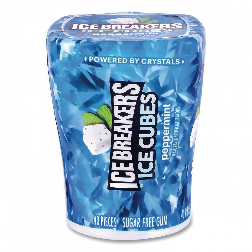 Ice Cubes Peppermint Sugar-Free Gum, Peppermint, 40 Cubes/Bottle, 4 Bottles/Carton (22002645)