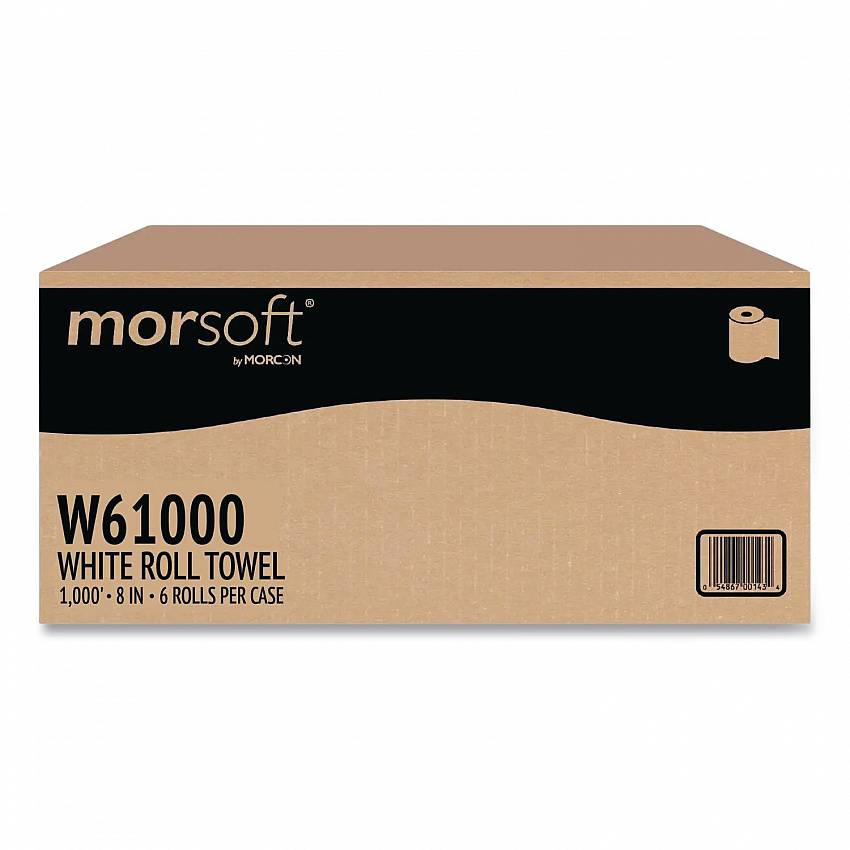 Morsoft Universal Roll Towels, 1-Ply, 8" x 1,000 ft, White, 6 Rolls/Carton (W61000)