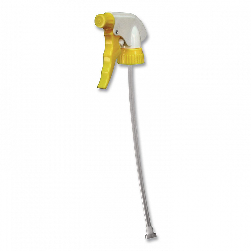 Chemical Resistant Trigger Sprayer, 9.88" Tube, Fits 32 oz Bottles, Yellow/White, 24/Carton (60192491)