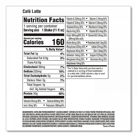 Cafe Latte Shake, 11 oz Bottle, 15/Carton (22002615)