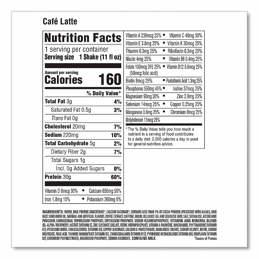 Cafe Latte Shake, 11 oz Bottle, 15/Carton (22002615)