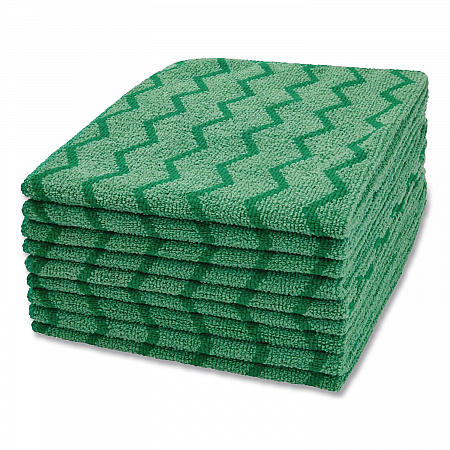 Reusable Cleaning Cloths, Microfiber, 16 x 16, Green, 12/Carton (Q620)