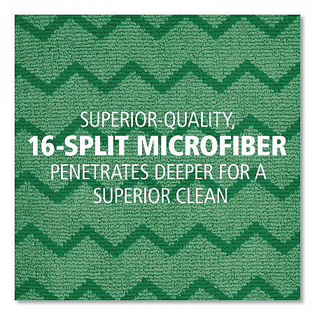 Reusable Cleaning Cloths, Microfiber, 16 x 16, Green, 12/Carton (Q620)