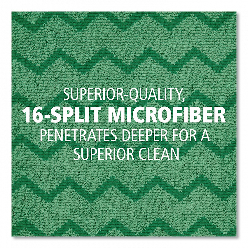 Reusable Cleaning Cloths, Microfiber, 16 x 16, Green, 12/Carton (Q620)
