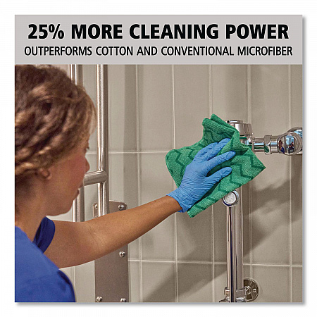 Reusable Cleaning Cloths, Microfiber, 16 x 16, Green, 12/Carton (Q620)