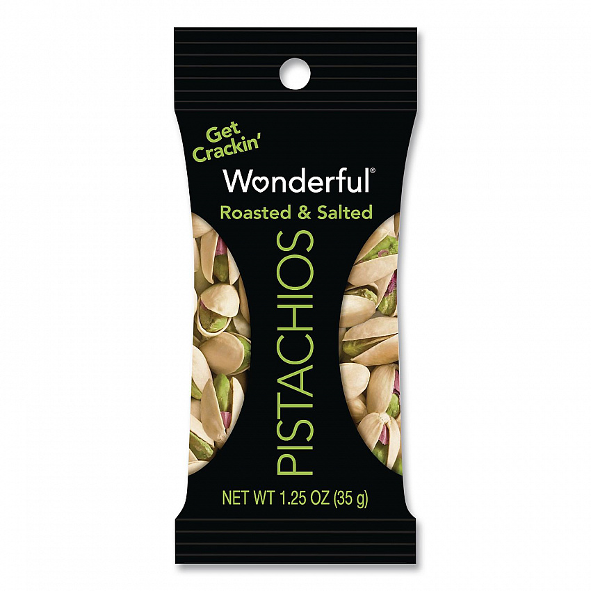 Wonderful Pistachios In Shell Roasted and Salted, 1.5 oz Bag, 12 Bags/Box (70217)