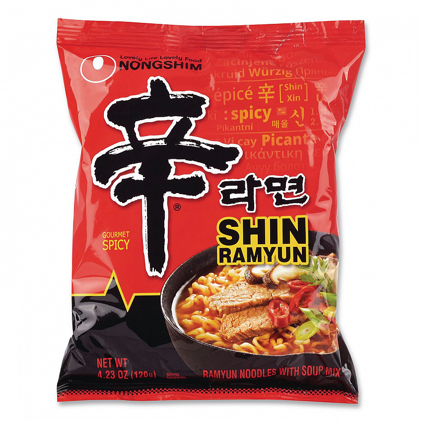 Gourmet Spicy Ramyun Noodle Soup, Spicy Chicken, 4.23 oz Packet, 16/Carton (22002654)