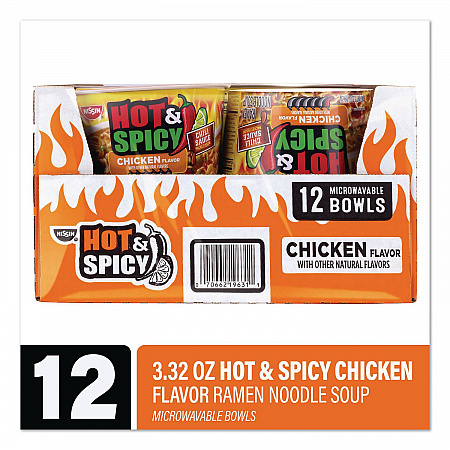 Hot and Spicy Chicken Soup Bowl, Chicken, 3.32 oz Bowl, 12/Carton (22002656)