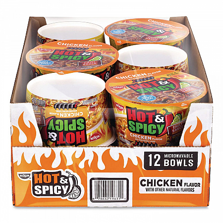 Hot and Spicy Chicken Soup Bowl, Chicken, 3.32 oz Bowl, 12/Carton (22002656)