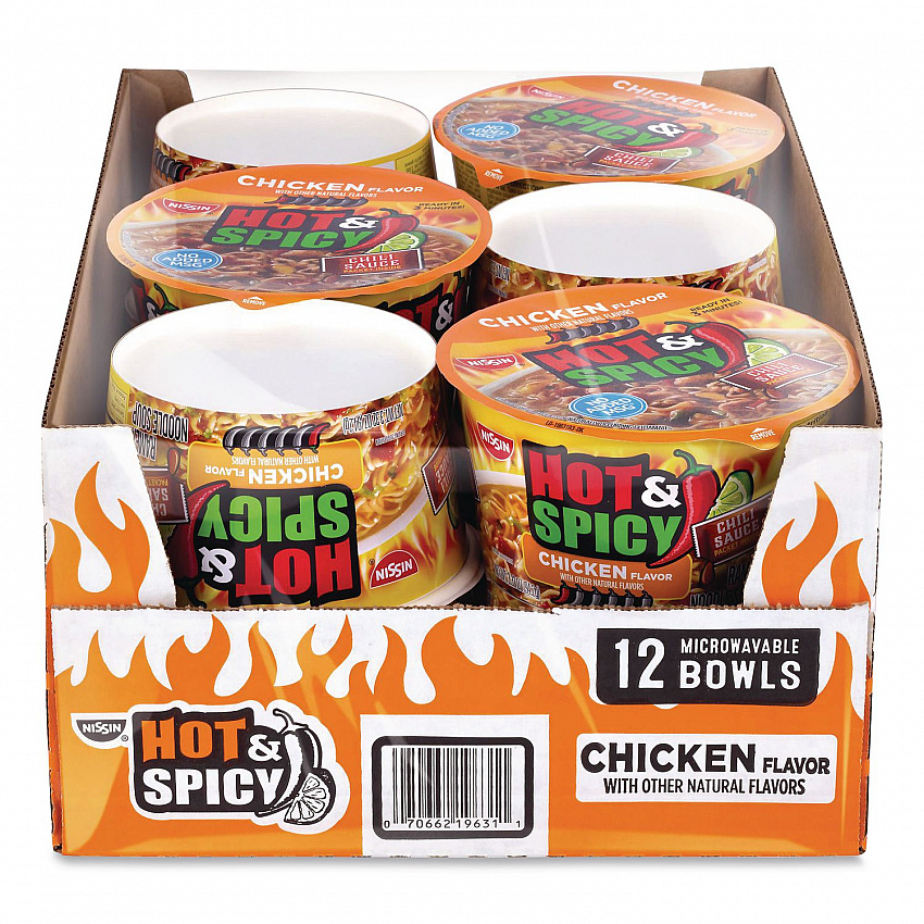 Hot and Spicy Chicken Soup Bowl, Chicken, 3.32 oz Bowl, 12/Carton (22002656)