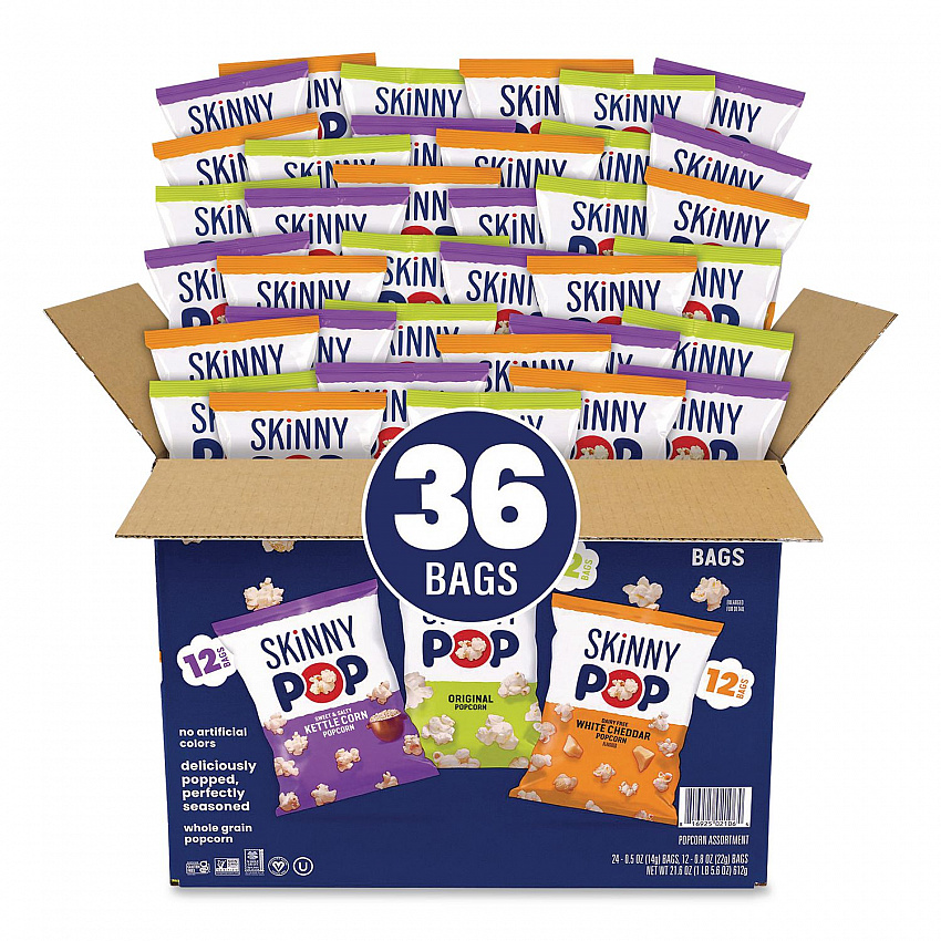 Popcorn Variety Snack Pack, 0.5 oz Bag, 36 Bags/Carton (22001049)