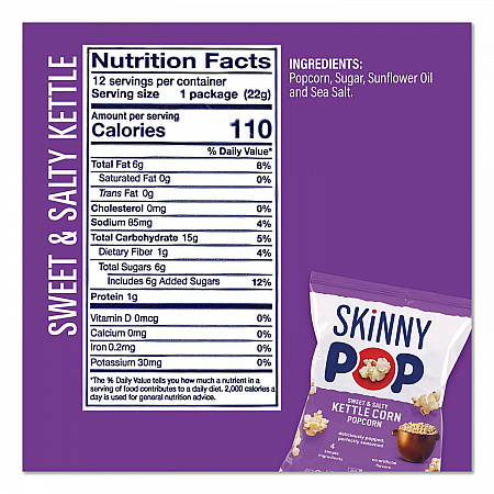 Popcorn Variety Snack Pack, 0.5 oz Bag, 36 Bags/Carton (22001049)