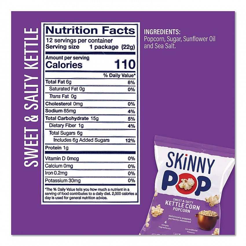 Popcorn Variety Snack Pack, 0.5 oz Bag, 36 Bags/Carton (22001049)
