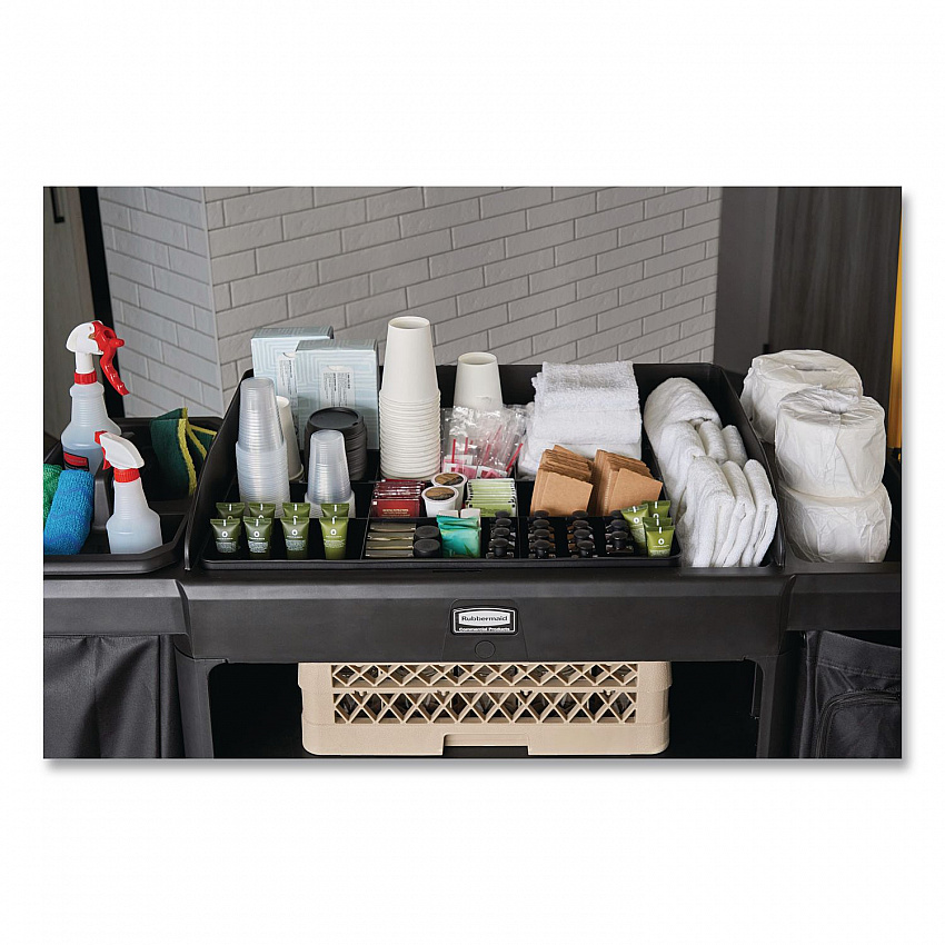 Amenity Organizer for all Rubbermaid Commercial Full Size and Compact Housekeeping Carts, 11 Sections, 18.75 x 3.62, Black (2124078)