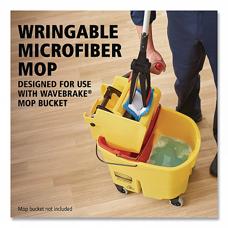 Adaptable Flat Mop Kit, 19.5 x 5.5 Blue Microfiber Head, 48