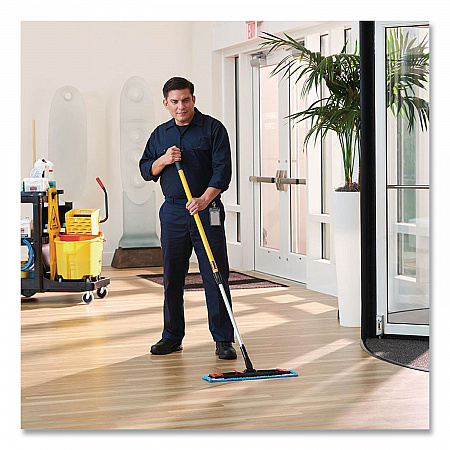 Adaptable Flat Mop Kit, 19.5 x 5.5 Blue Microfiber Head, 48