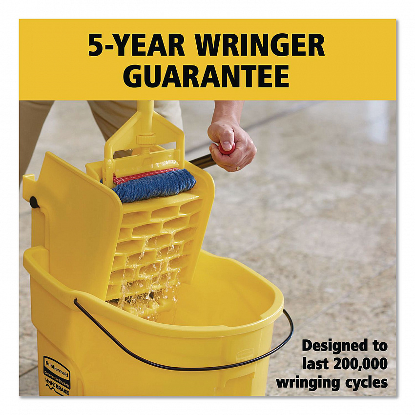 WaveBrake 2.0 Bucket/Wringer Combos, Side-Press, 26 qt, Plastic, Yellow (FG748000YEL)