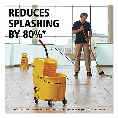 WaveBrake 2.0 Bucket/Wringer Combos, Side-Press, 26 qt, Plastic, Yellow (FG748000YEL)