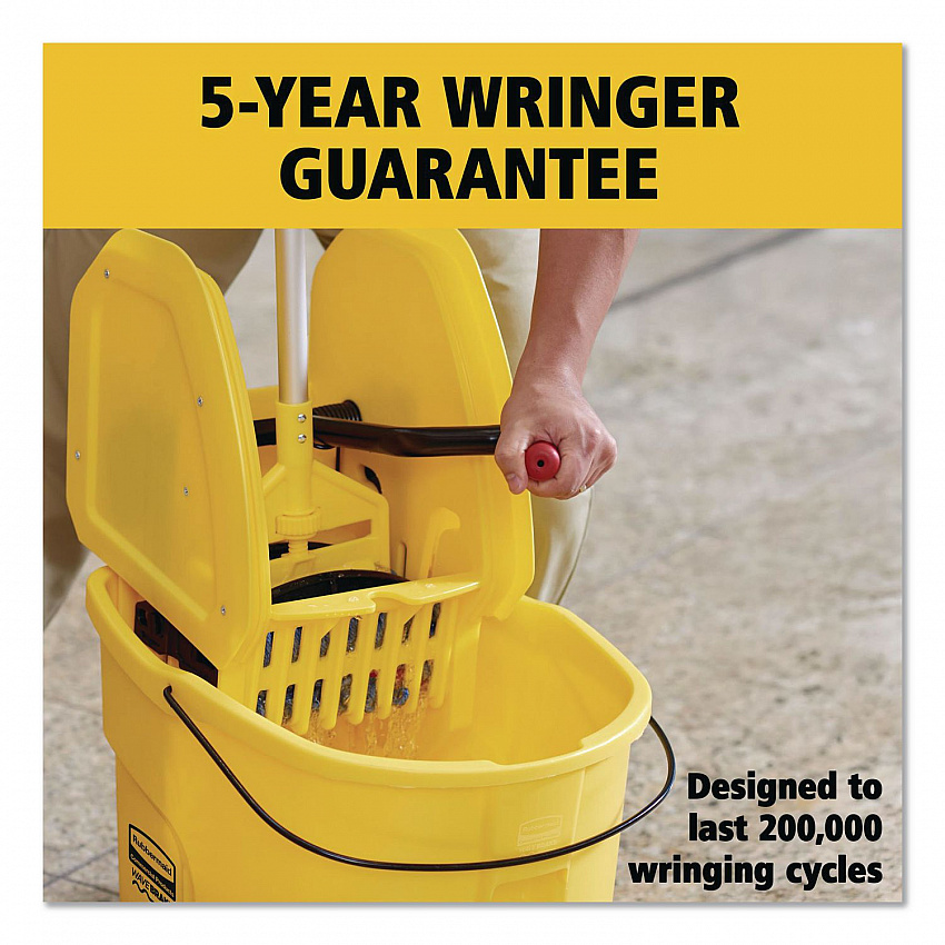 WaveBrake 2.0 Bucket/Wringer Combos, Down-Press, 35 qt, Plastic, Yellow (FG757788YEL)