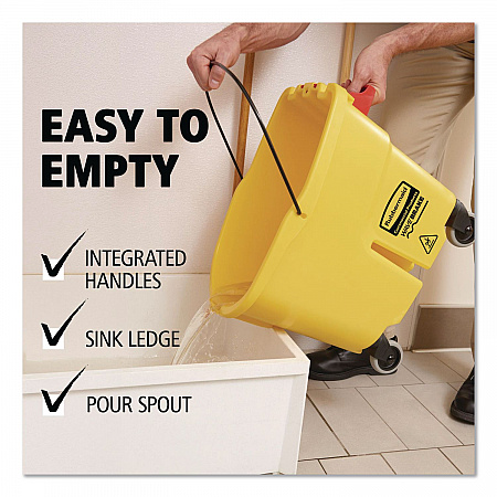 WaveBrake 2.0 Bucket/Wringer Combos, Down-Press, 35 qt, Plastic, Yellow (FG757788YEL)