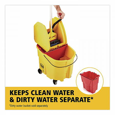 WaveBrake 2.0 Bucket/Wringer Combos, Down-Press, 35 qt, Plastic, Yellow (FG757788YEL)