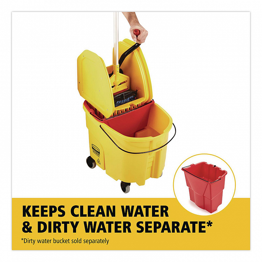 WaveBrake 2.0 Bucket/Wringer Combos, Down-Press, 35 qt, Plastic, Yellow (FG757788YEL)