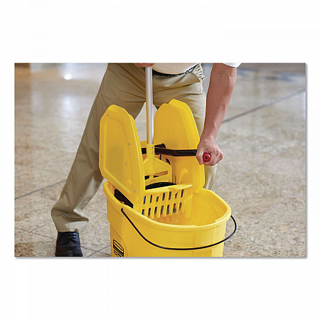 WaveBrake 2.0 Bucket/Wringer Combos, Down-Press, 35 qt, Plastic, Yellow (FG757788YEL)