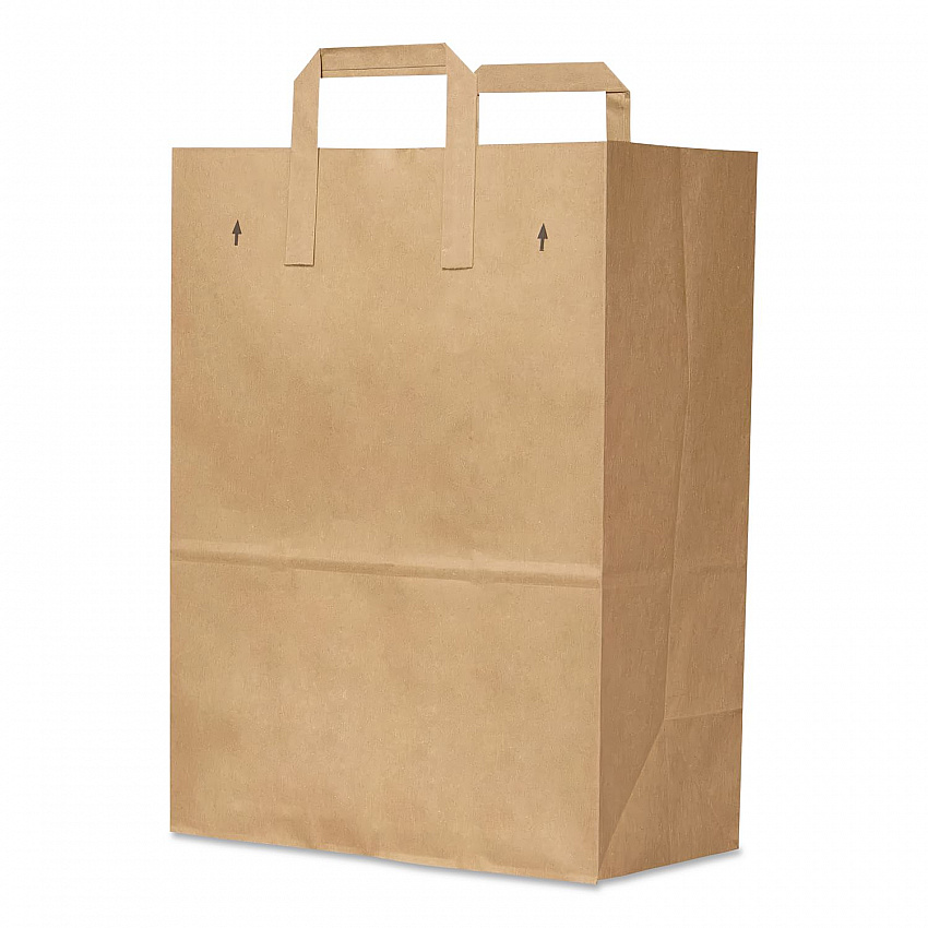 Grocery Paper Bags, 1/6 BBL Size, 70# Basis Weight, Flat Handles, 12" x 7" x 16.25", Kraft, 300/Bundle (SK1670EZ300)