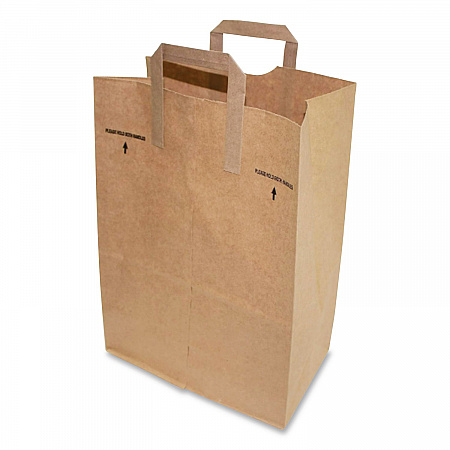 Grocery Paper Bags, 1/6 BBL Size, 70# Basis Weight, Flat Handles, 12