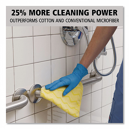 Reusable Cleaning Cloths, Microfiber, 16 x 16, Yellow, 12/Carton (Q610)