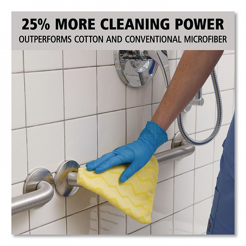 Reusable Cleaning Cloths, Microfiber, 16 x 16, Yellow, 12/Carton (Q610)