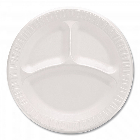 Mediumweight Foam Plates, 3-Compartment Plate, 9
