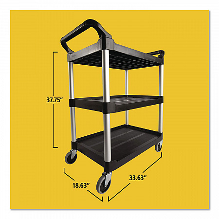 Three-Shelf Service Cart, Plastic, 3 Shelves, 200 lb Capacity, 18.63