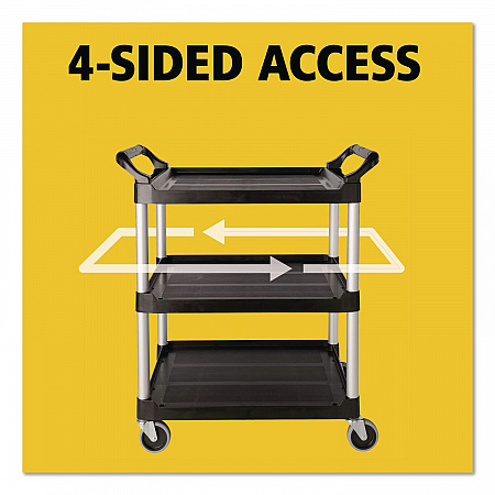 Three-Shelf Service Cart, Plastic, 3 Shelves, 200 lb Capacity, 18.63