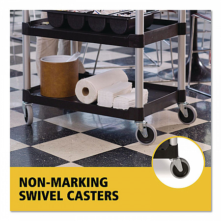 Three-Shelf Service Cart, Plastic, 3 Shelves, 200 lb Capacity, 18.63
