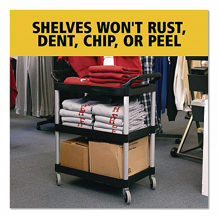 Three-Shelf Service Cart, Plastic, 3 Shelves, 200 lb Capacity, 18.63