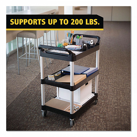 Three-Shelf Service Cart, Plastic, 3 Shelves, 200 lb Capacity, 18.63