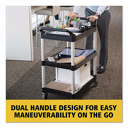 Three-Shelf Service Cart, Plastic, 3 Shelves, 200 lb Capacity, 18.63
