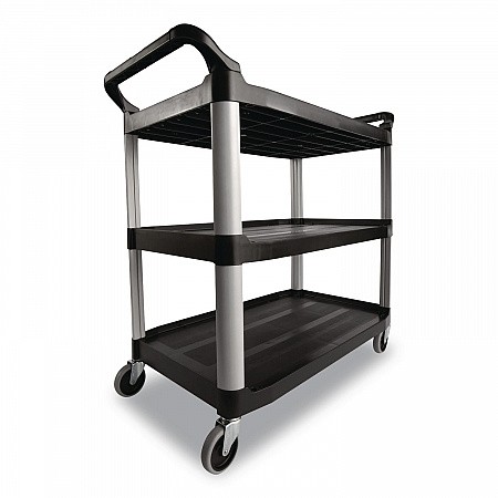 Xtra Utility Cart with Open Sides, Plastic, 3 Shelves, 300 lb Capacity, 40.63