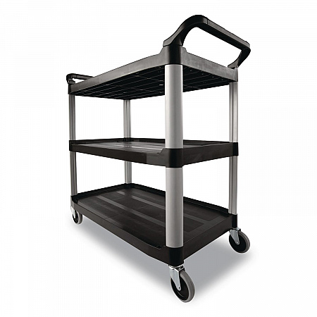 Xtra Utility Cart with Open Sides, Plastic, 3 Shelves, 300 lb Capacity, 40.63